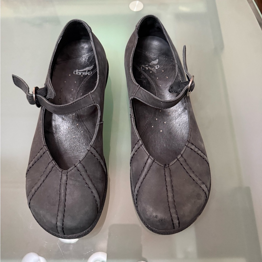Dansko Black Mary Jane Leather Flats